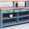 Casa Padrino Landhausstil Bar Theke Hellblau / Naturfarben 180 x 68 x H. 120 cm - Massivholz Thekentisch - Massivholz Barmöbel - Barmöbel im Landhausstil - Landhausstil Einrichtung