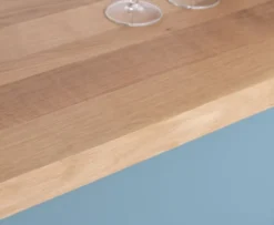Casa Padrino Landhausstil Bar Theke Hellblau / Naturfarben 180 x 68 x H. 120 cm - Massivholz Thekentisch - Massivholz Barmöbel - Barmöbel im Landhausstil - Landhausstil Einrichtung