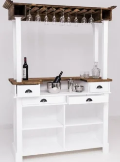 Casa Padrino Landhausstil Bar Theke Weiß / Braun 150 x 56 x H. 210 cm - Massivholz Thekentisch - Massivholz Bar Möbel im Landhausstil