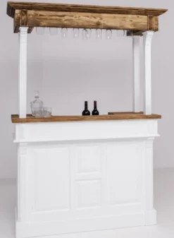 Casa Padrino Landhausstil Bar Theke Weiß / Braun 150 x 56 x H. 210 cm - Massivholz Thekentisch - Massivholz Bar Möbel im Landhausstil