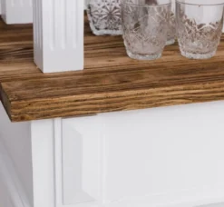 Casa Padrino Landhausstil Bar Theke Weiß / Braun 150 x 56 x H. 210 cm - Massivholz Thekentisch - Massivholz Bar Möbel im Landhausstil