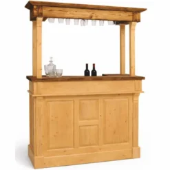 Casa Padrino Landhausstil Bar Theke Naturfarben / Braun 150 x H. 210 cm - Bar Möbel
