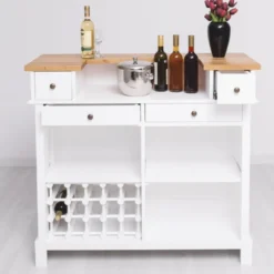 Casa Padrino Landhausstil Bar Theke Weiß / Naturfarben 120 cm - Massive Bar Möbel