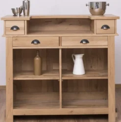 Casa Padrino Landhausstil Bar Theke Naturfarben 120 x 51 x H. 107 cm - Massivholz Thekentisch - Bartisch - Massivholz Bar Möbel im Landhausstil