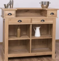 Casa Padrino Landhausstil Bar Theke Naturfarben 120 x 51 x H. 107 cm - Massivholz Thekentisch - Bartisch - Massivholz Bar Möbel im Landhausstil