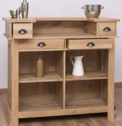 Casa Padrino Landhausstil Bar Theke Naturfarben 120 x 51 x H. 107 cm - Massivholz Thekentisch - Bartisch - Massivholz Bar Möbel im Landhausstil