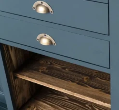 Casa Padrino Landhausstil Barschrank Blau / Dunkelbraun 240 x 50 x H. 210 cm - Massivholz Weinschrank im Landhausstil - Landhausstil Möbel - Bar Möbel im Landhausstil - Landhausstil Einrichtung