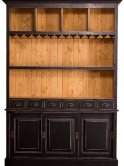 Casa Padrino Landhausstil Barschrank Antik Schwarz / Naturfarben 150 x 35 x H. 210 cm - Landhausstil Möbel