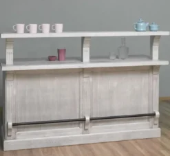 Casa Padrino Landhausstil Bar Theke Grau 180 x 68 x H. 120 cm - Massivholz Thekentisch - Massivholz Barmöbel - Barmöbel im Landhausstil - Landhausstil Einrichtung
