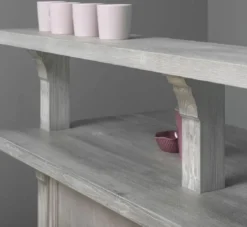 Casa Padrino Landhausstil Bar Theke Grau 180 x 68 x H. 120 cm - Massivholz Thekentisch - Massivholz Barmöbel - Barmöbel im Landhausstil - Landhausstil Einrichtung