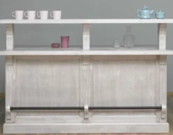 Casa Padrino Landhausstil Bar Theke Grau 180 x 68 x H. 120 cm - Massivholz Thekentisch - Massivholz Barmöbel - Barmöbel im Landhausstil - Landhausstil Einrichtung