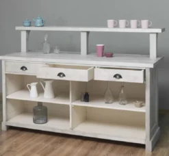 Casa Padrino Landhausstil Bar Theke Grau 180 x 68 x H. 120 cm - Massivholz Thekentisch - Massivholz Barmöbel - Barmöbel im Landhausstil - Landhausstil Einrichtung