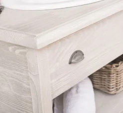 Casa Padrino Landhausstil Badezimmer Set Hellgrau - 1 Waschtisch mit Schublade & 1 Wandspiegel - Landhausstil Badezimmer Möbel