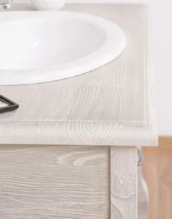 Casa Padrino Landhausstil Badezimmer Set Hellgrau - 1 Waschtisch mit Schublade & 1 Wandspiegel - Landhausstil Badezimmer Möbel