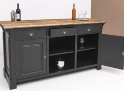 Casa Padrino Landhausstil Bar Theke Schwarz / Braun 191 x 68 x H. 95 cm - Massivholz Thekentisch - Bartisch - Massivholz Bar Möbel im Landhausstil