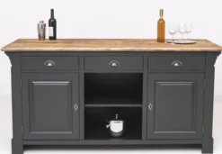 Casa Padrino Landhausstil Bar Theke Schwarz / Braun 191 x 68 x H. 95 cm - Massivholz Thekentisch - Bartisch - Massivholz Bar Möbel im Landhausstil