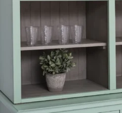 Casa Padrino Landhausstil Barschrank Mintgrün / Grau 240 x 50 x H. 210 cm - Massivholz Weinschrank im Landhausstil - Landhausstil Möbel - Bar Möbel im Landhausstil - Landhausstil Einrichtung