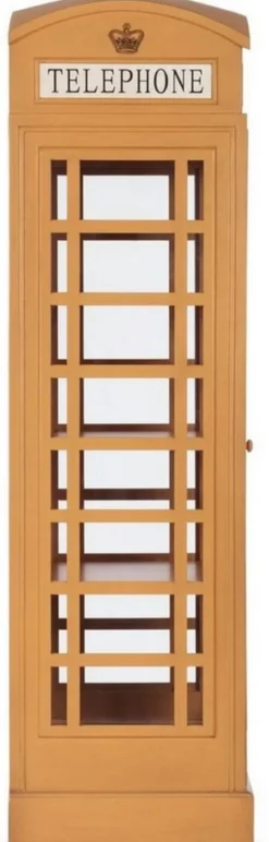 Casa Padrino Landhausstil Bücherschrank Telefonzelle Antik Beige 55 x 51,5 x H. 180 cm - Telefonzellen Regalschrank im englischen Stil - Wohnzimmer Möbel im Landhausstil - Landhausstil Möbel