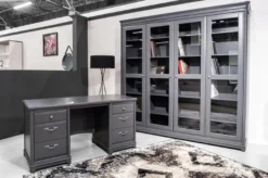 Casa Padrino Landhausstil Bücherschrank mit 4 Glastüren Grau 234,4 cm