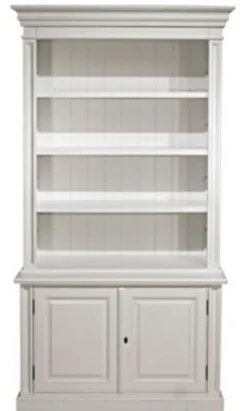 Casa Padrino Landhausstil Bücherschrank Weiß 118 x 53 x H. 223 cm - Wohnzimmerschrank mit 2 Türen - Möbel im Landhausstil