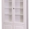Casa Padrino Landhausstil Bücherschrank Weiß 119 x 39 x H. 197 cm - Wohnzimmerschrank mit 4 Türen - Massivholz Schrank - Vitrinenschrank - Landhausstil Wohnzimmermöbel
