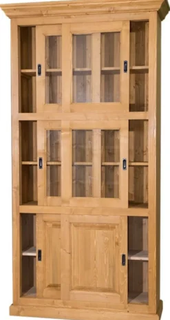 Casa Padrino Landhausstil Bücherschrank Hellbraun 110 x 40 x H. 210 cm - Wohnzimmerschrank mit 6 Schiebetüren