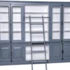 Casa Padrino Landhausstil Bücherschrank mit Leiter Blau / Weiß 300 x 50 x H. 230 cm - Landhausstil Möbel