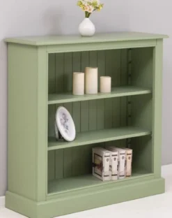Casa Padrino Landhausstil Bücherschrank Grün 102 x 35 x H. 102 cm - Massivholz Schrank - Regalschrank - Wohnzimmerschrank - Büroschrank - Landhausstil Möbel - Landhausstil Einrichtung