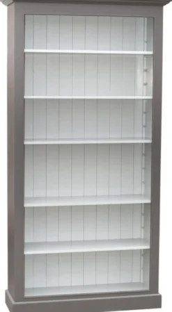 Casa Padrino Landhausstil Bücherschrank aus massivem Kiefernholz in Grau / Weiß - 109 x 39 x H. 210 cm