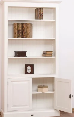 Casa Padrino Landhausstil Bücherschrank / Regalschrank Weiß 110 x 39 x H. 210 cm - Wohnzimmerschrank mit 2 Türen