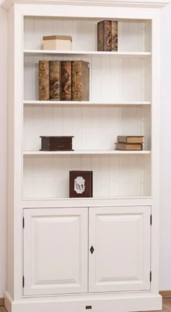 Casa Padrino Landhausstil Bücherschrank / Regalschrank Weiß 110 x 39 x H. 210 cm - Wohnzimmerschrank mit 2 Türen
