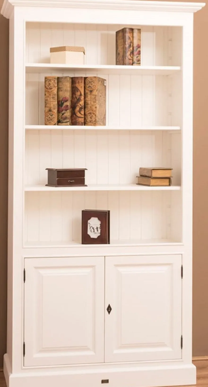 Casa Padrino Landhausstil Bücherschrank / Regalschrank Weiß 110 x 39 x H. 210 cm - Wohnzimmerschrank mit 2 Türen