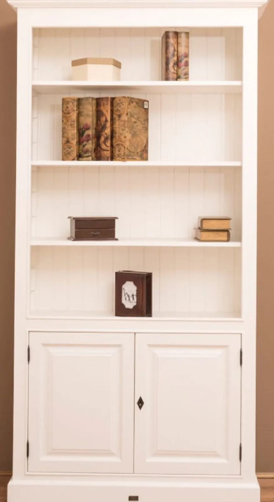 Casa Padrino Landhausstil Bücherschrank / Regalschrank Weiß 110 x 39 x H. 210 cm - Wohnzimmerschrank mit 2 Türen