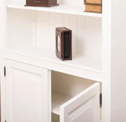 Casa Padrino Landhausstil Bücherschrank / Regalschrank Weiß 110 x 39 x H. 210 cm - Wohnzimmerschrank mit 2 Türen