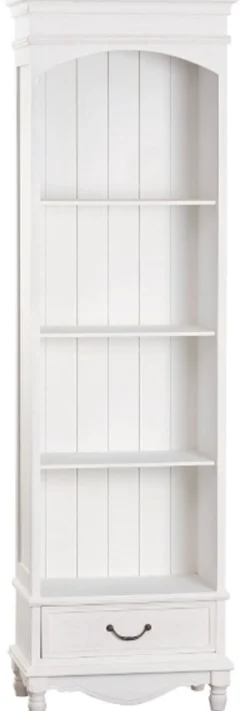 Casa Padrino Landhausstil Bücherschrank Weiß 53 x 30 x H. 178 cm - Edles Möbelstück mit Schublade