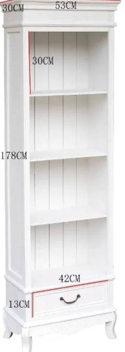 Casa Padrino Landhausstil Bücherschrank Weiß 53 x 30 x H. 178 cm - Edles Möbelstück mit Schublade