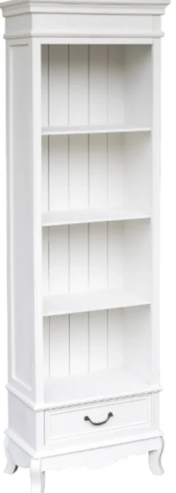 Casa Padrino Landhausstil Bücherschrank Weiß 53 x 30 x H. 178 cm - Edles Möbelstück mit Schublade