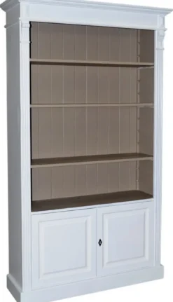 Casa Padrino Landhausstil Bücherschrank Weiß / Grau 119 x 39 x H. 197 cm - Wohnzimmerschrank im Landhausstil