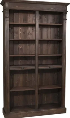 Casa Padrino Landhausstil Bücherschrank aus massivem Kiefernholz in Dunkelbraun 119 x 39 x H. 197 cm - Wohnzimmer Regalschrank