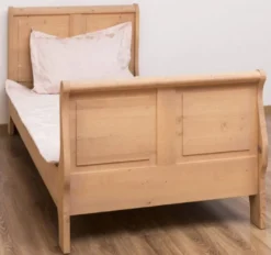 Casa Padrino Landhausstil Bett Naturfarben 90 x 200 x H. 121 cm - Massivholz Einzelbett - Schlafzimmer Möbel im Landhausstil - Massivholz Schlafzimmer Möbel - Landhausstil Möbel