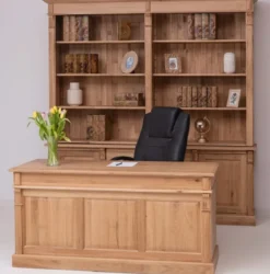 Casa Padrino Landhausstil Büro Möbel Set Naturfarben - 1 Landhausstil Massivholz Schreibtisch & 1 Landhausstil Massivholz Regalschrank - Landhausstil Massivholz Büro Möbel