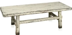 Casa Padrino Landhausstil Couchtisch Antik Stil Weiß 140 x 54 x H. 43 cm - Massives Kiefernholz Wohnzimmertisch