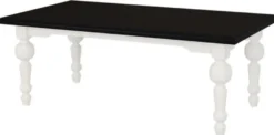 Casa Padrino Landhausstil Couchtisch Schwarz / Weiß 120 x 65 x H. 45 cm - Massivholz Wohnzimmertisch im Landhausstil