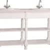 Casa Padrino Landhausstil Doppel Waschbeckenschrank Weiß / Hellgrau 150 x 54 x H. 90 cm - Massivholz Waschtisch - Badezimmermöbel im Landhausstil