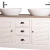 Casa Padrino Landhausstil Doppel-Waschtisch mit 2 Türen und 3 Schubladen Creme / Naturfarben 150 x 51 x H. 75 cm - Badezimmermöbel im Landhausstil