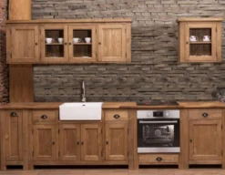 Casa Padrino Landhausstil Einbauküche Braun 343 x 65 x H. 90 cm - Massivholz Küchenzeile - Esszimmer Möbel im Landhausstil