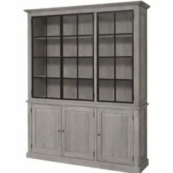 Casa Padrino Landhausstil Eichenholz Schrank Grau / Schwarz 186 x 50 x H. 230 cm