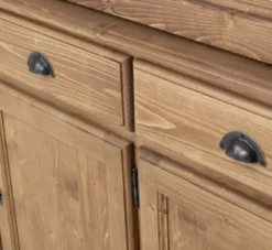 Casa Padrino Landhausstil Esszimmerschrank Naturfarben / Weiß 230 x 45 x H. 200 cm - Massivholz Küchenschrank - Esszimmer Möbel im Landhausstil - Landhausstil Esszimmer Einrichtung