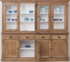 Casa Padrino Landhausstil Esszimmerschrank Naturfarben / Weiß 230 x 45 x H. 200 cm - Massivholz Küchenschrank - Esszimmer Möbel im Landhausstil - Landhausstil Esszimmer Einrichtung