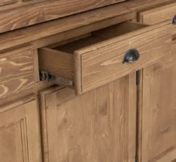 Casa Padrino Landhausstil Esszimmerschrank Naturfarben / Weiß 230 x 45 x H. 200 cm - Massivholz Küchenschrank - Esszimmer Möbel im Landhausstil - Landhausstil Esszimmer Einrichtung